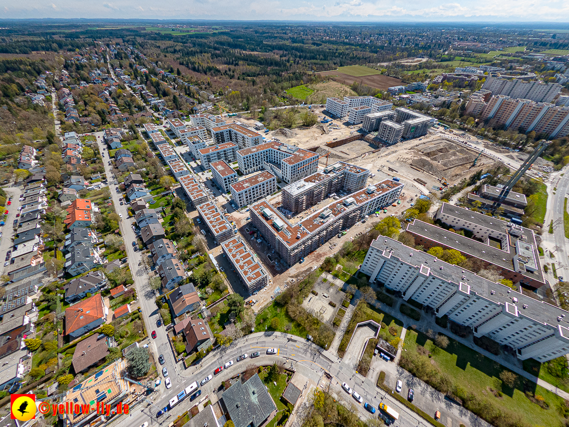 21.04.2023 - Luftbilder von der Baustelle Alexisquartier und Pandion Verde in Neuperlach